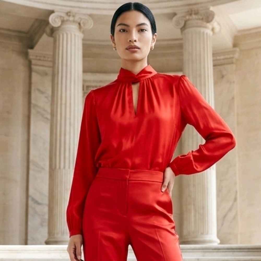Nine West Shimmering Red Blouse